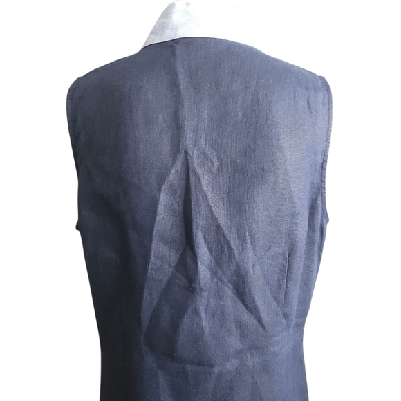 SAIL TO SABLE Linen Classic Sleeveless TUNIC DRESS Navy/Lt. Blue Size Large - Picture 3 of 9